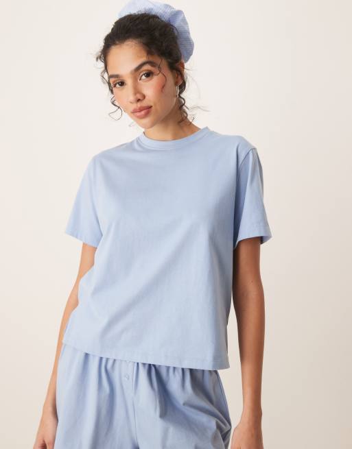ASOS DESIGN - Mix & Match - T-shirt del pigiama blu con spacco laterale, 2 di 4