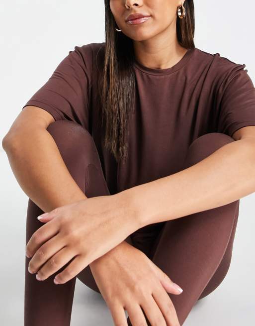 ASOS DESIGN - Mix & Match - T-shirt del pigiama in morbido modal marrone, 2 di 4