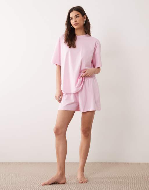 ASOS DESIGN - Mix & Match - T-shirt del pigiama oversize in cotone rosa caramella, 2 di 4