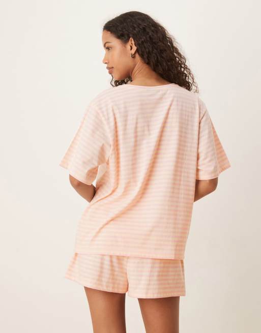 ASOS DESIGN - Mix & Match - T-shirt del pigiama rosa a righe, 3 di 4