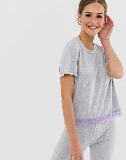 ASOS DESIGN - Mix & Match - Leggings et t-shirt en jersey avec bordure dentelle, 2 de 3