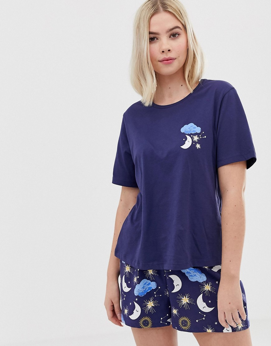ASOS DESIGN - Mix & match - T-shirt in jersey con stampa astrologica-Navy