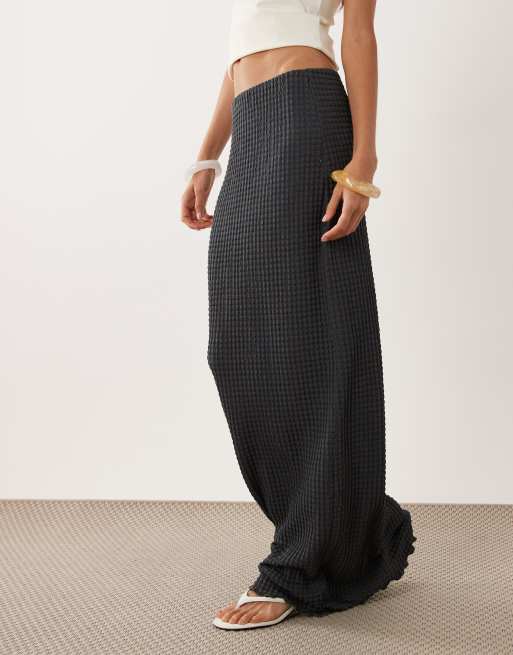 ASOS DESIGN Mix & Match textured maxi skirt in navy, 2 of 5