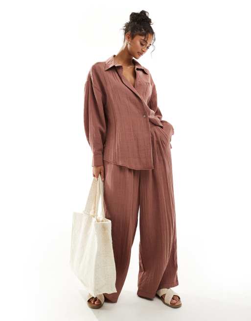 ASOS DESIGN Mix & Match textured set in rust