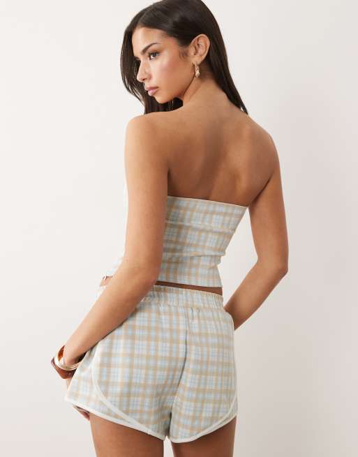 ASOS DESIGN - Mix & Match - Top corset brossé à carreaux - Bleu, 4 de 4