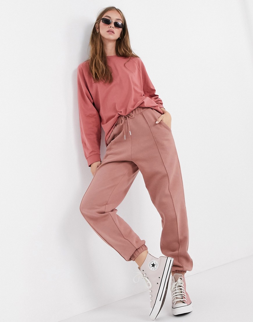 ASOS DESIGN mix & match two-piece oversized jogger with pintuck in rose-Pink