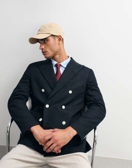 ASOS DESIGN - Mix & Match - Veste de costume ajustée à double boutonnage en lin mélangé - Noir, 2 de 10