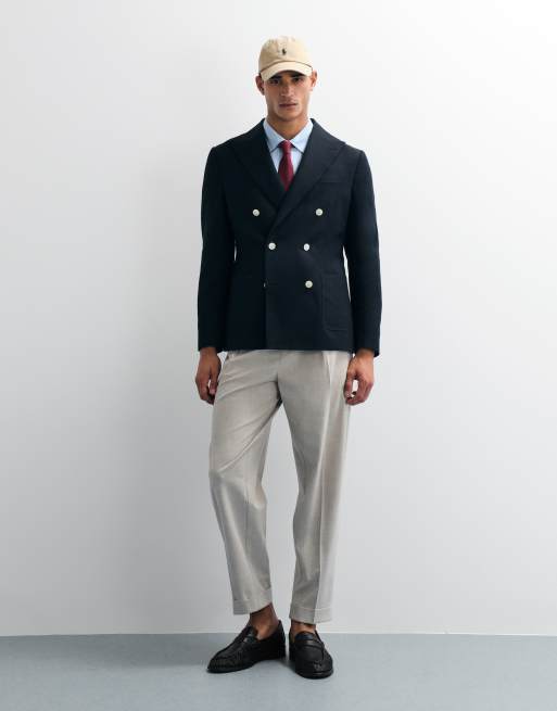 ASOS DESIGN - Mix & Match - Veste de costume ajustée à double boutonnage en lin mélangé - Noir, 3 de 10