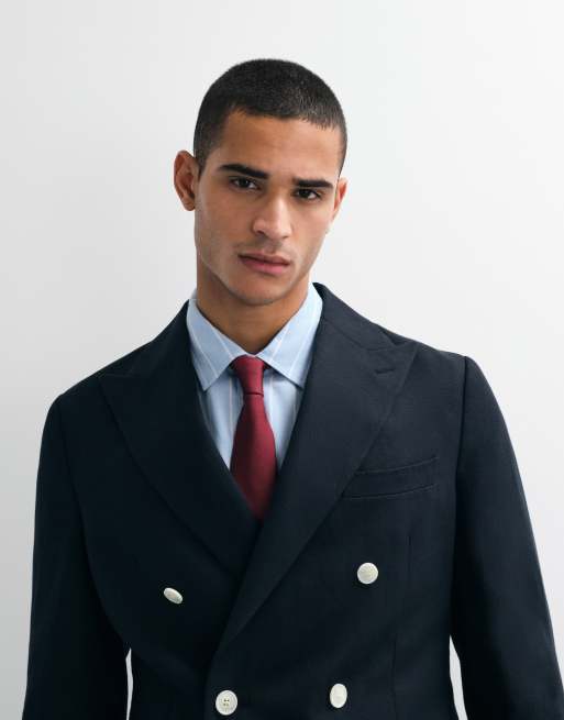 ASOS DESIGN - Mix & Match - Veste de costume ajustée à double boutonnage en lin mélangé - Noir, 4 de 10