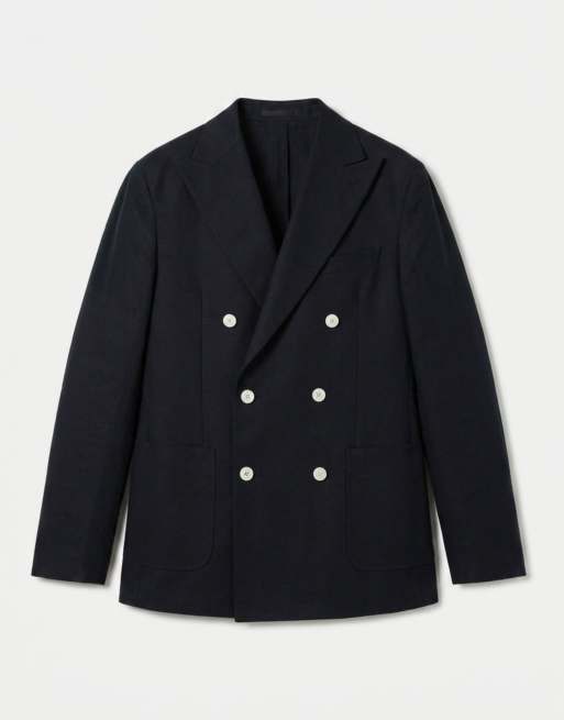 ASOS DESIGN - Mix & Match - Veste de costume ajustée à double boutonnage en lin mélangé - Noir, 7 de 10