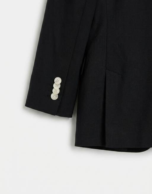 ASOS DESIGN - Mix & Match - Veste de costume ajustée à double boutonnage en lin mélangé - Noir, 9 de 10