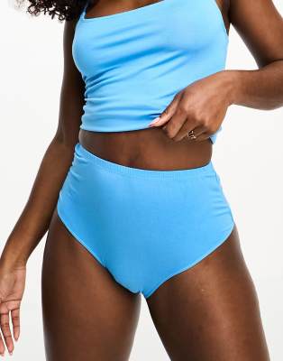 Asos Design Mix & Match Viscose Pajama Short In Bright Blue
