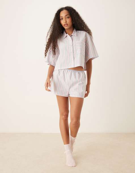 ASOS DESIGN mix & match woven boxer shorts in pink & blue stripe - view 1