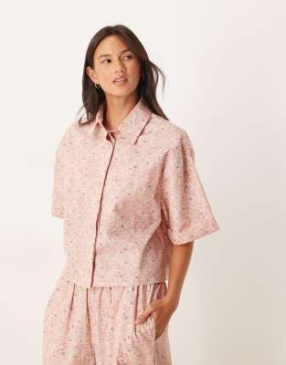 mix & match woven shirt in vintage floral print-No color