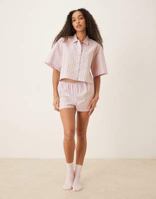 Asos Design Mix & Match Woven Short Sleeve Shirt In Pink