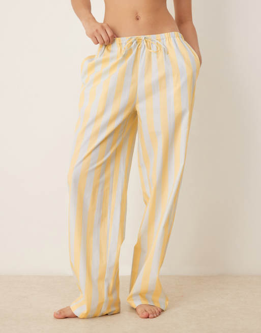 ASOS DESIGN mix & match woven stripe pyjama pants in blue and buttermilk stripe, 4 of 4