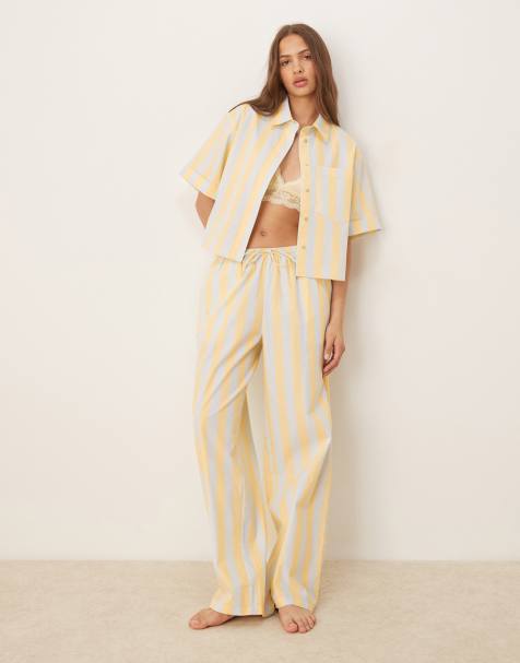 ASOS DESIGN mix & match woven stripe trouser in blue and buttermilk stripe - view 1