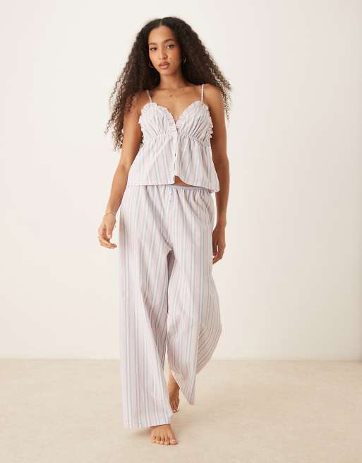 ASOS DESIGN mix & match woven trouser in pink & blue stripe