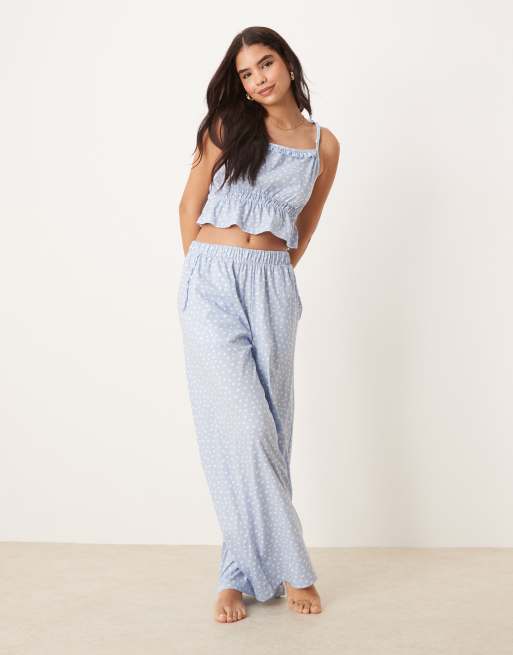 ASOS DESIGN - Mix og match - Blå pyjamastop med cami-stropper og margueritprint, 2 af 4
