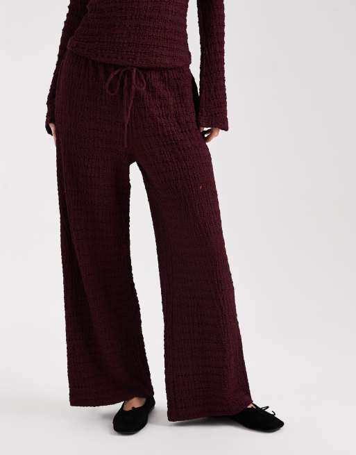 ASOS DESIGN - Mix og match - Bordeauxrøde bukser med brede ben og bindebånd i taljen , 2 af 5