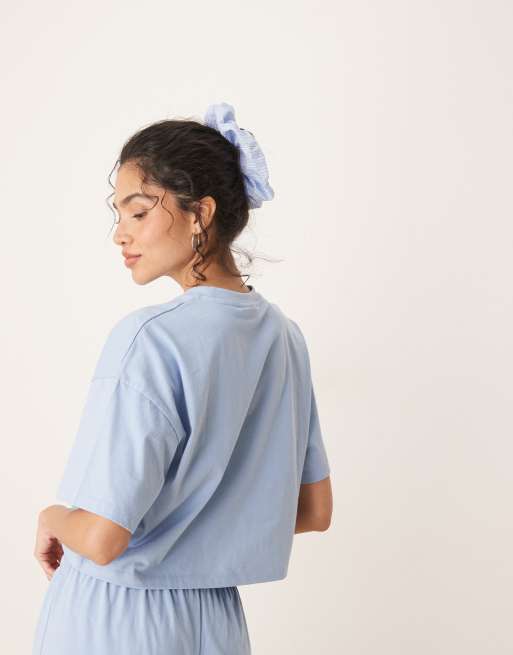 ASOS DESIGN - Mix og match - Boxy tee-pyjamas i blå, 4 af 4