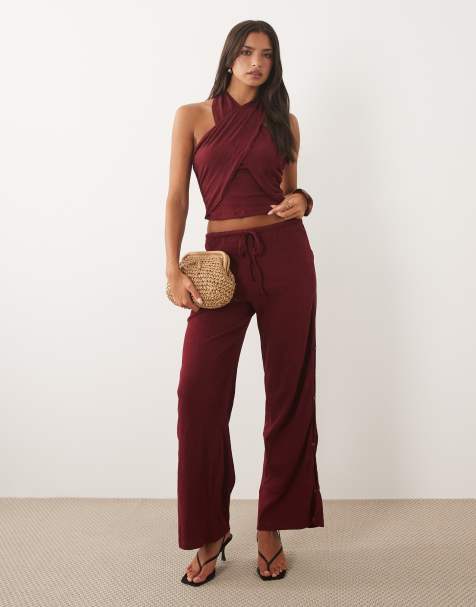ASOS DESIGN - Mix og match - Bærfarvet sæt i bomuldskrølstof - view 1