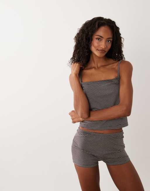 ASOS DESIGN - Mix og match - Brun pyjamas med striber, 3 af 6