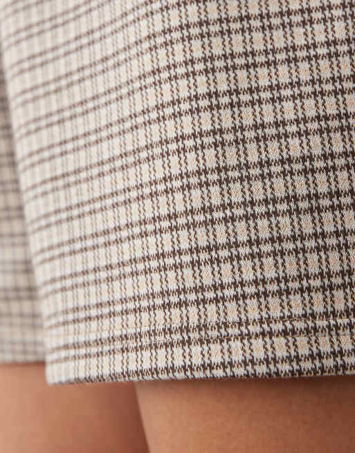 ASOS DESIGN - Mix og match - Brune børstede minishorts med tern, 4 af 5
