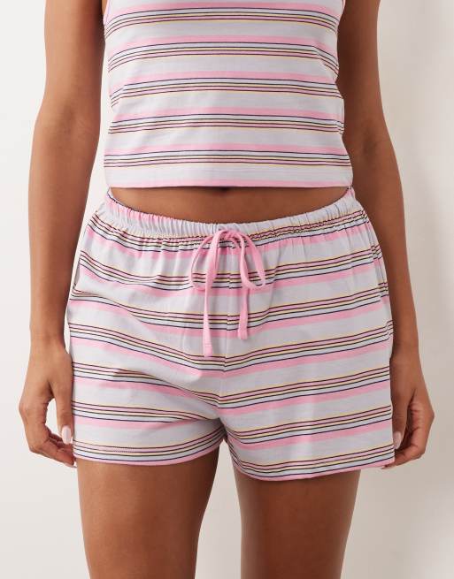 ASOS DESIGN - Mix og match - Flagrende pyjamasshorts i bomuld med lyserøde striber, 2 af 4