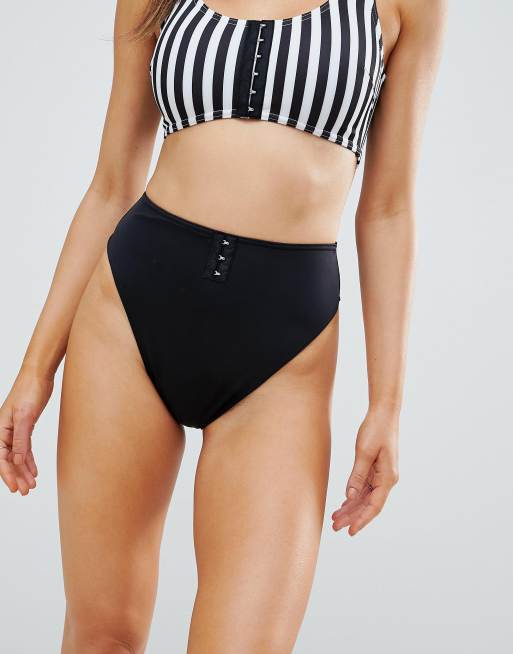 ASOS DESIGN - Mix og Match - Højtaljede bikinitrusser med høj benskæring og hægter, 3 af 4