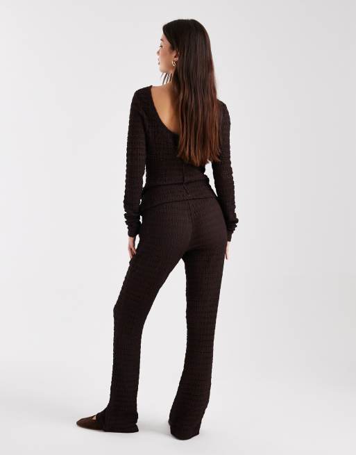 ASOS DESIGN - Mix og match - Højtaljede chokoladebrune bukser med svaj , 4 af 5