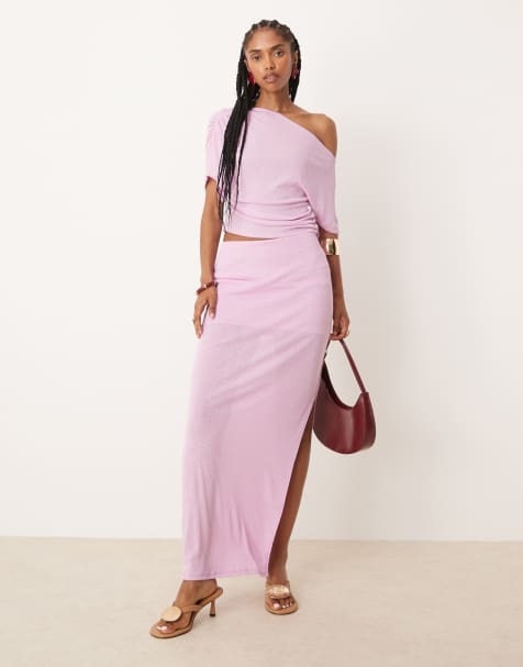 ASOS DESIGN - Mix og match - Lilla halvtransparent maxinederdel i mesh med sideslids - view 1