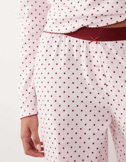 ASOS DESIGN - Mix og match - Lyserøde shorts med synligt taljebånd og prikker i bordeauxrød, 2 af 4