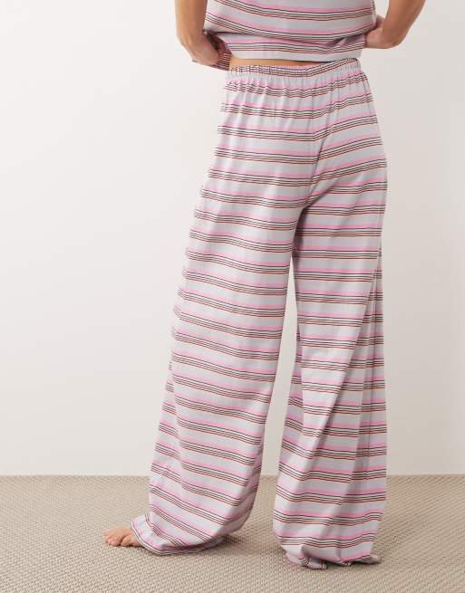 ASOS DESIGN - Mix og match - Lyserøde stribede pyjamasbukser i bomuld, 3 af 5