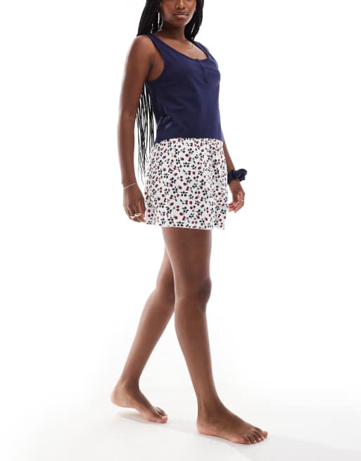 ASOS DESIGN - Mix og match - Marineblå henley-pyjamastop med hårelastik, 4 af 4