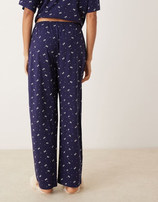 ASOS DESIGN - Mix og match - Marineblå pyjamasbukser med sløjfeprint i bomuld, 3 af 4