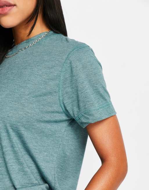 ASOS DESIGN - Mix og Match - Overfarvet blågrøn meleret pyjamas-T-shirt, 3 af 4