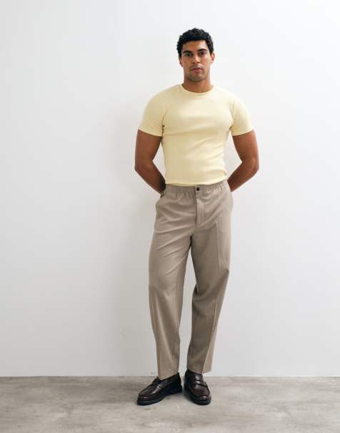 ASOS DESIGN mix og match oversized tapered jakkesætsbukser med elastisk talje i grå - view 1