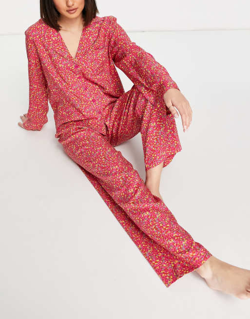 ASOS DESIGN - Mix og Match - Røde og pink bukser i modal med småblomstret mønster, 2 af 4