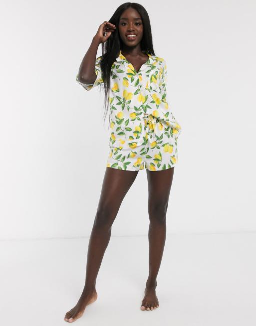 ASOS DESIGN - Mix and match skjorte og shorts i 100 % modal med citronprint, 3 af 3