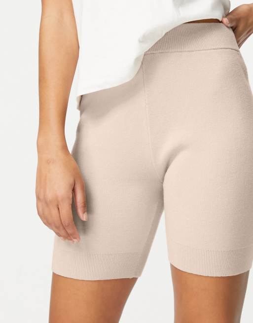 ASOS DESIGN - Mix og Match - Strikkede premium-lounge-leggingsshorts i beige, 3 af 4