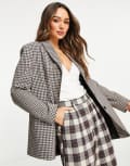 [ASOS DESIGN] ASOS DESIGN mix scale suit blazer in burgundy check-Red 6 burgundy