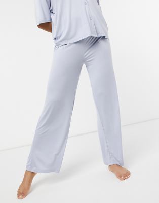 ASOS DESIGN – Mixa & Matcha – Blå pyjamasbyxor i mjukt material med resårband vid midjan