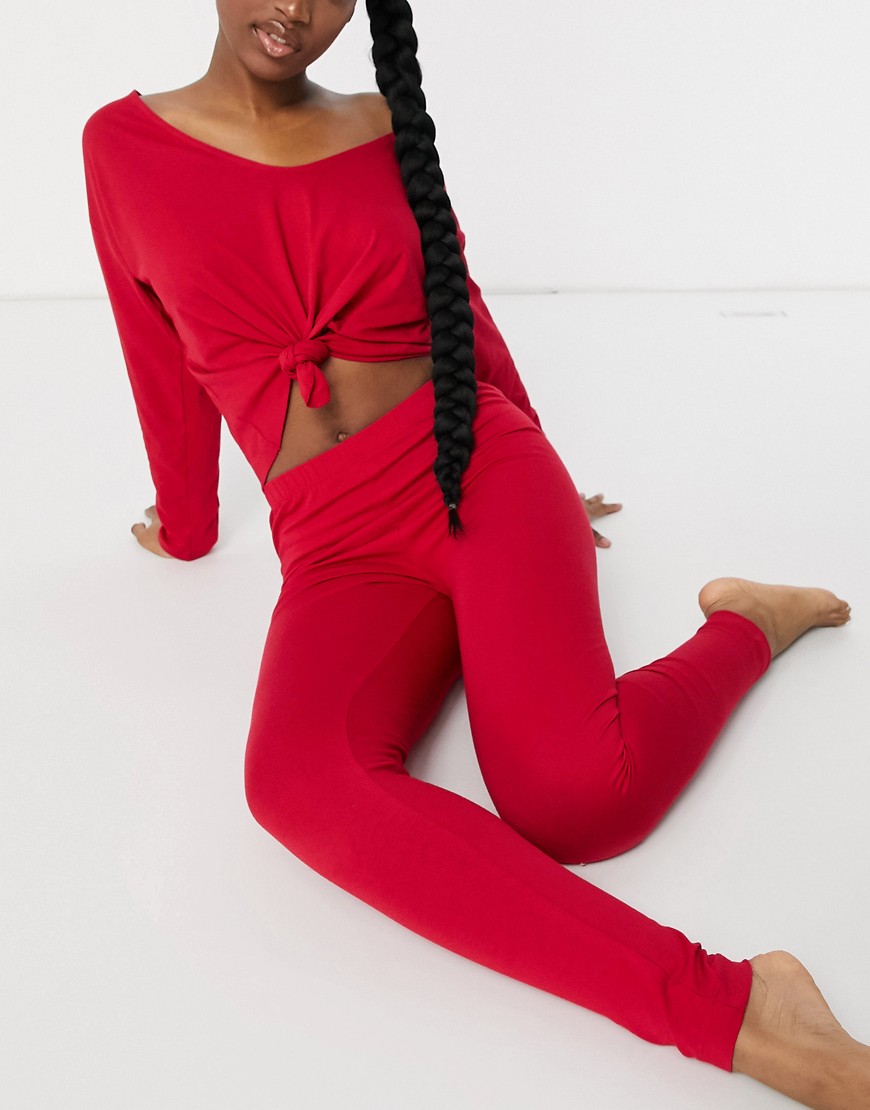 ASOS DESIGN – Mixa & matcha – Röd pyjamasleggings i jersey