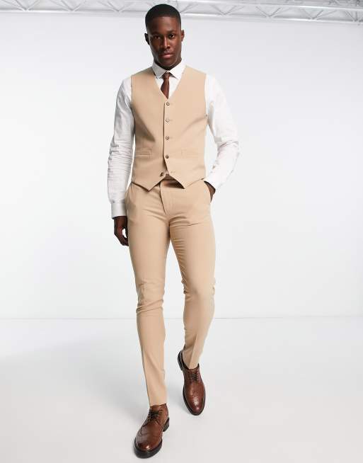 ASOS DESIGN – Mixa och matcha – Beige skinny kostymväst, 3 av 4
