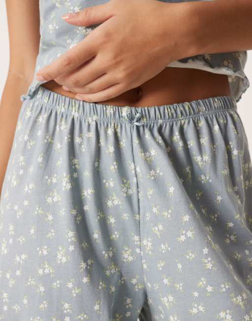 ASOS DESIGN – Mixa och matcha – Blå, småmönstrade pyjamasbyxor, 3 av 4