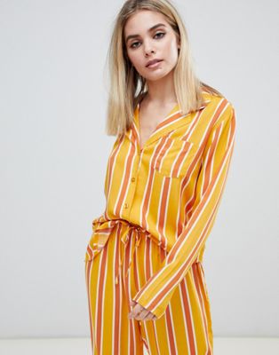 ASOS DESIGN – Mixa och matcha – Blandade randiga skjortor i 100% vävd modal-Orange