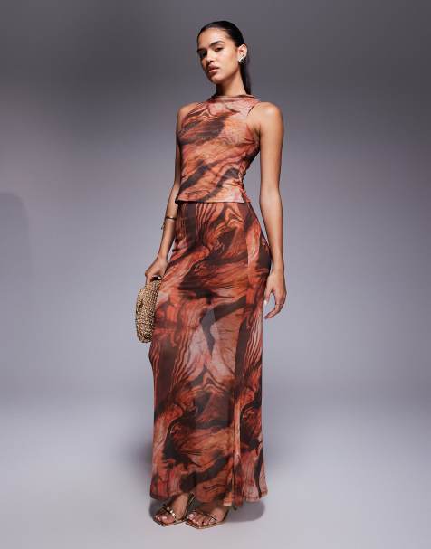 ASOS DESIGN – Mixa och matcha – Set i skir mesh med linne med hög, draperad ringning - view 1