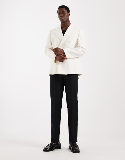 ASOS DESIGN – Mixa och matcha – Svarta, smala kostymbyxor i linnerikt tyg, del av kostym - view 1