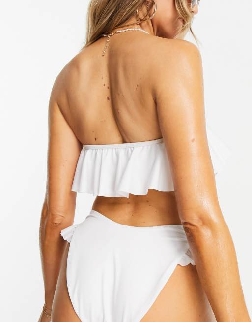 ASOS DESIGN – Mixa och matcha – Vit bikiniöverdel i bandeau-modell med volang , 2 av 4